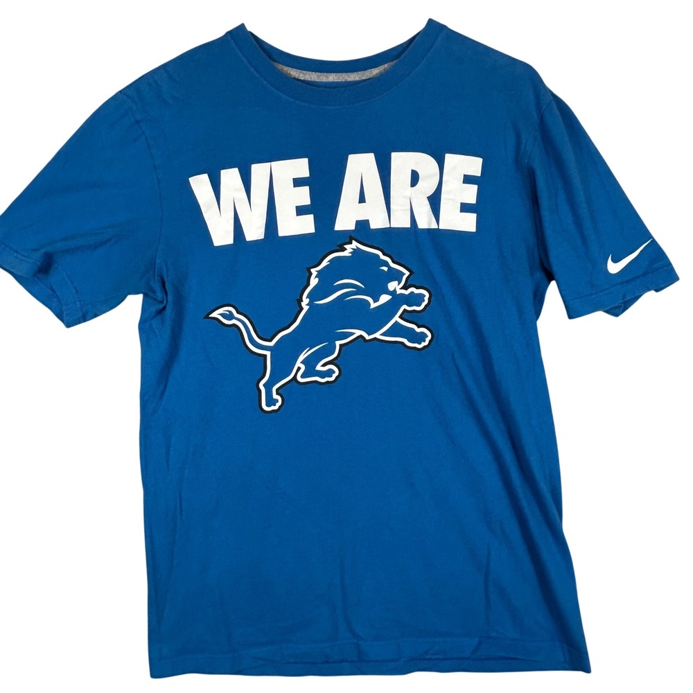 Nike NFL Detroit Lions Mens Medium T-Shirt Blue "We Are" Graphic Tee 605